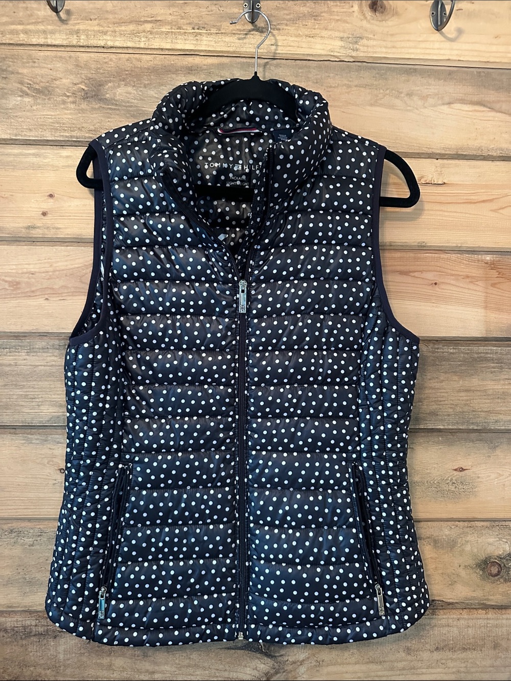 Tommy Hilfiger Navy Polka Dot Quilted Vest